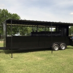 bbq pit on enclosed trailer with awning