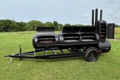 racks inside of bbq pit/smoker/grill on trailer