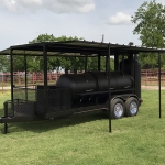 bbq pit on trailer with awning