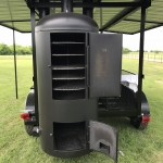 bbq pit on trailer with awning