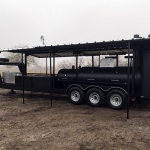  double bbq pit on gooseneck trailer with awning
