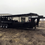 double bbq pit on gooseneck trailer with awning