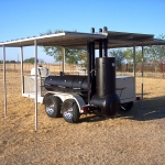 patio smoker on covered trailer with awning